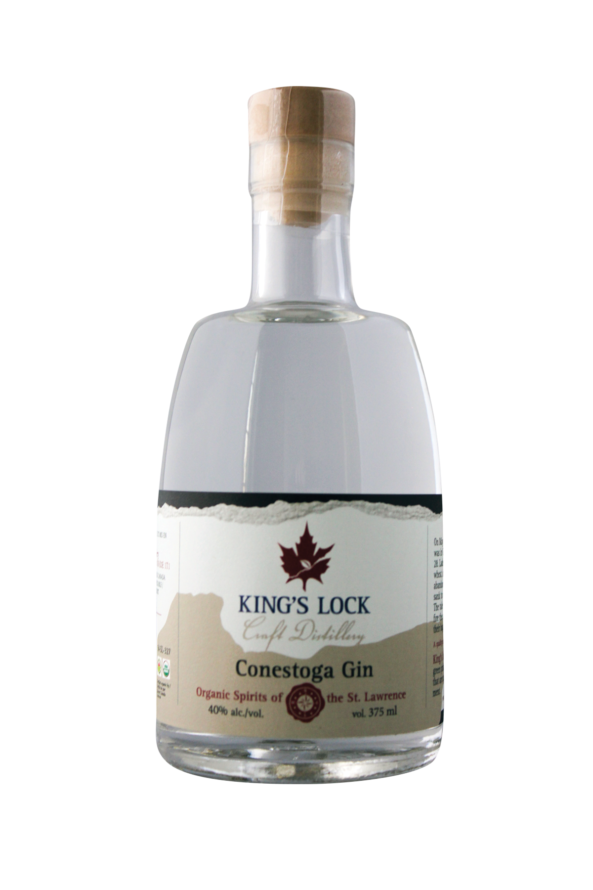 A 375 ml bottle of Conestoga Gin, 40% alcohol